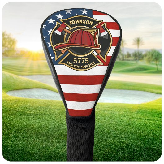 Couvre-club De Golf Pompier Secourt incendie Département USA Drapeau p