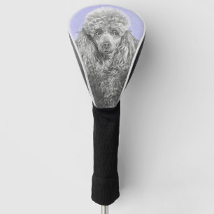 Couvre-club De Golf Poodé Jouet miniature Argent gris bleu Chien Art