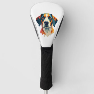 Couvre-club De Golf Portrait de chien coloré vintage dans le style Pop