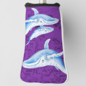 Couvre-club De Golf Pourpre de famille de baleines bleues (Tourné à 90°)
