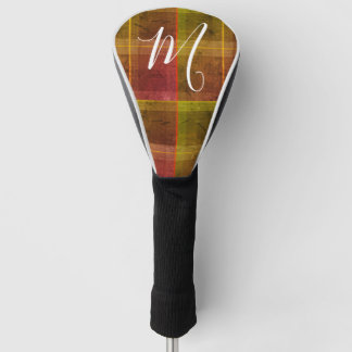 Couvre-club De Golf Préparation chic initiale automne orange tartan ca