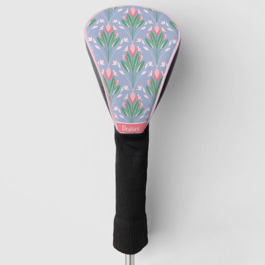Couvre-club De Golf Preppy Pink Tulips Golf Head Cover pour elle (Devant)