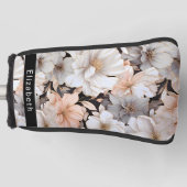 Couvre-club De Golf Pretty Peach and White Peony Personalized (Devant)
