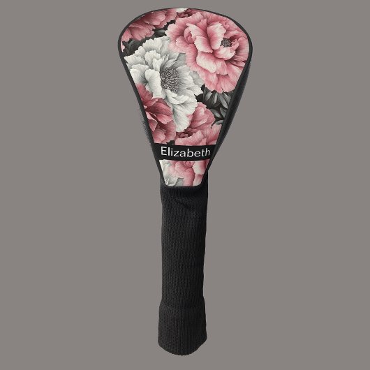 Couvre-club De Golf Pretty Pink and White Peony Personalized