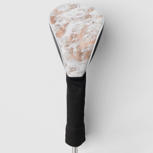 Couvre-club De Golf Pretty Rose Gold White Glitzy Marble (Devant)