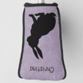 Couvre-club De Golf Profil latéral assis noir Silhouette Rabbit (Tourné à 90°)