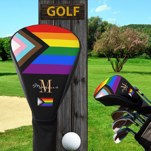 Couvre-club De Golf Progrès monogramme Arc en ciel Drapeau Clubs de go