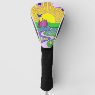 Couvre-club De Golf Psychedélisme Soleil Éclaté Kaléidoscope Été de l'