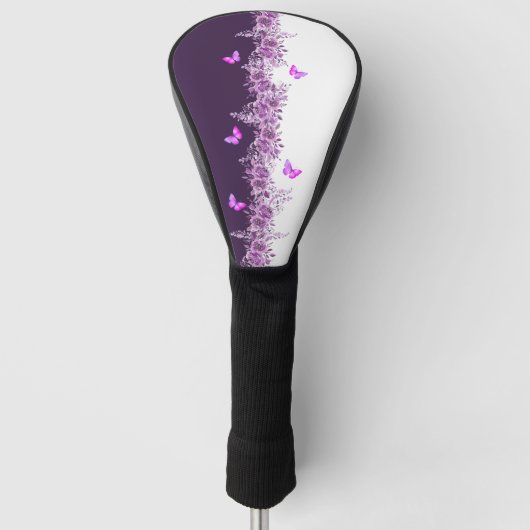 Couvre-club De Golf Purple Botanical Butterflies Golf Head Cover (Devant)