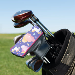 Couvre-club De Golf Purple mignon arc-en-ciel licorne anniversaire fil