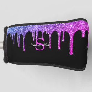 Couvre-club De Golf Purple Rose Bleu Parties scintillant Drivers Nom d