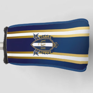 Couvre-club De Golf Putter Luxe Bleu Royal et Blanc Monogramme