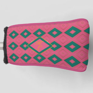 Couvre-club De Golf Putter Motif Pink & Green Diamond