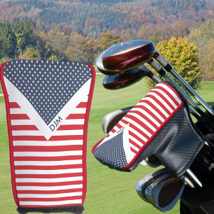 Couvre-club De Golf Putter Rouge Blanc Bleu Étoiles et Rayures América