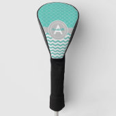 Couvre-club De Golf Quatrefoil turquoise Grey Chevron (Devant)
