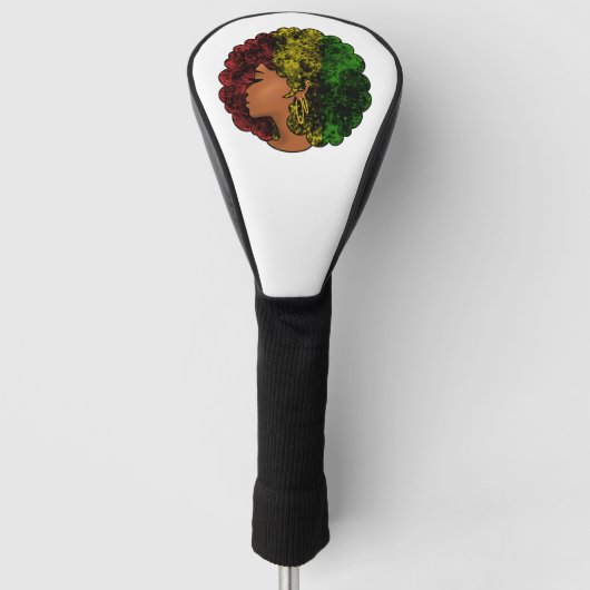Couvre-club De Golf Rasta femme noire afro rouge jaune vert (Devant)