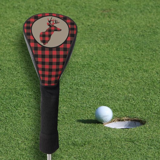 Couvre-club De Golf Red Black Buffalo Plaid