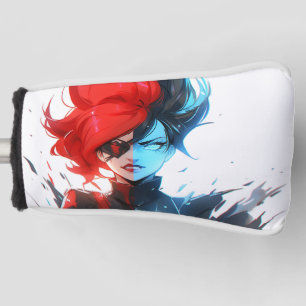 Couvre-club De Golf Red Blue Fire Ice Comic Style Anime Girl