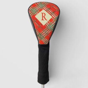 Couvre-club De Golf RED SCOTT TARTAN Golf Driver Coque + Initial