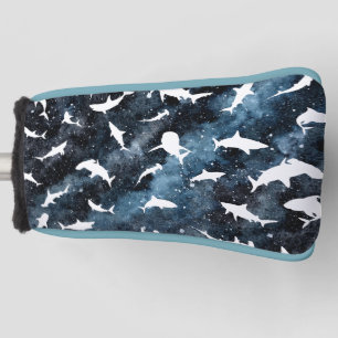 Couvre-club De Golf requin bleu ombre sur galaxie en pente Espace