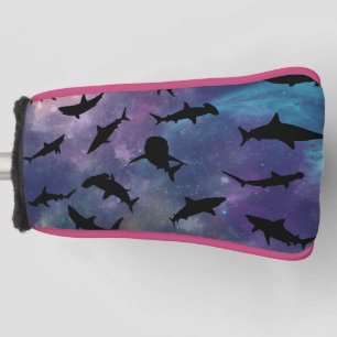 Couvre-club De Golf requin-mouche rose sur galaxie dégradée Espace