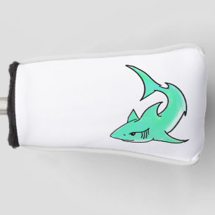 Couvre-club De Golf requin souriant de dessin animé bleu vert océan an