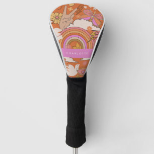 Couvre-club De Golf Rétro Hippie Groovy des années 70 Orange Paix Bohè