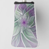 Couvre-club De Golf Rêve de fleurs, Abstrait violet vert Fractal Art (Tourné à 90°)