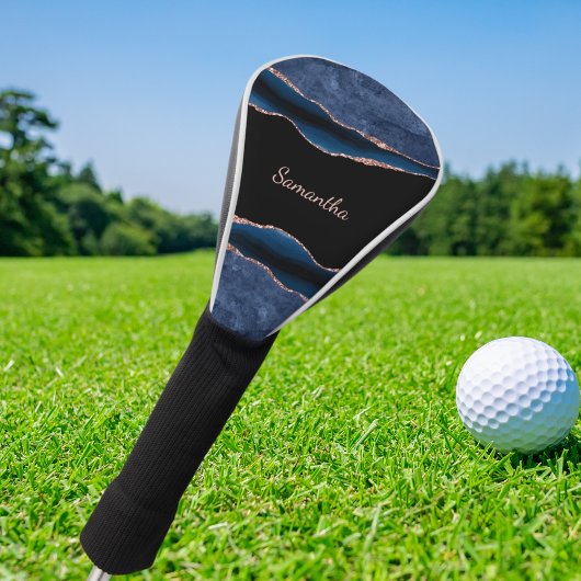 Couvre-club De Golf Rose d'Agate Bleu Or