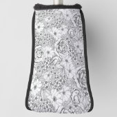 Couvre-club De Golf Rose de jardin Flower B&W Motif (Tourné à 90°)