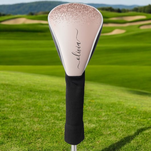 Couvre-club De Golf Rose Gold - Parties scintillant rose pâle Nom du m