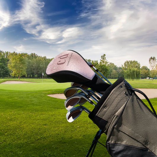 Couvre-club De Golf Rose or monogramme parties scintillant gouttes nom