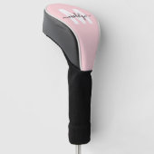 Couvre-club De Golf Rose Pâle Monogramme De Nom De Script Féminin Mode (Incliné)