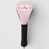 Couvre-club De Golf Rose Pâle Monogramme De Nom De Script Féminin Mode (Devant)