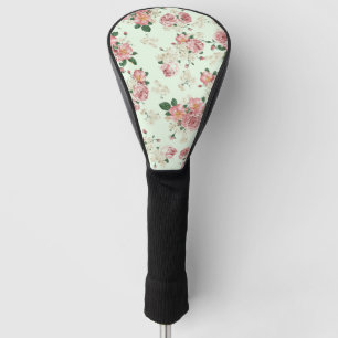 Couvre-club De Golf Rose sur Vert Vintage Floral