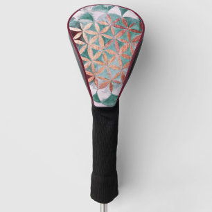 Couvre-club De Golf Rose Turquoise Abstrait Gold Aquarelle Rosette Mot
