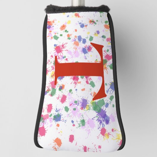 Couvre-club De Golf Rose violet vert Paint Splat rouge Monogramme (Tourné à 90°)