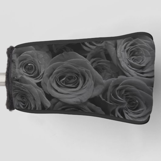 Couvre-club De Golf Roses gris, photo florale grise (Devant)