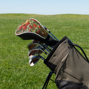Couvre-club De Golf Roses rouges contre un mur de pierre