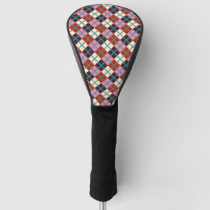 Couvre-club De Golf Rouge rose aubergine ivoire Turquoise Retro Plaid