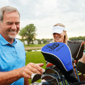 Couvre-club De Golf Royal Blue Leather Company Logo Business Club