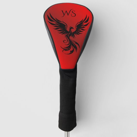 Couvre-club De Golf Ruby Red Metallic Rising Phoenix Monogramme Initia (Devant)