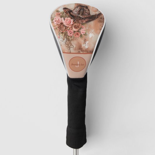 Couvre-club De Golf Rustic Hat Blush Pink Flowers Personalized (Devant)