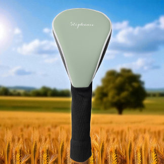 Couvre-club De Golf Sage Green Nom Moderne Élégant Monogramme Boho