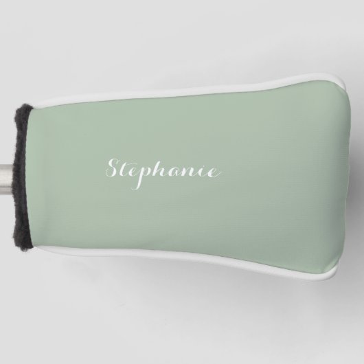 Couvre-club De Golf Sage Green Nom Moderne Élégant Monogramme Boho (Devant)