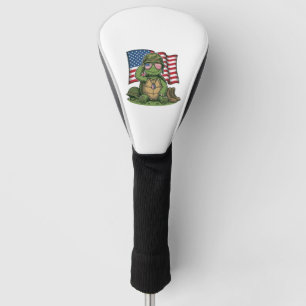 Couvre-club De Golf Salut de tortue patriotique Vector Design_1