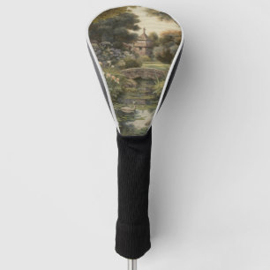 Couvre-club De Golf Scène botanique de cygnes dans un jardin anglais