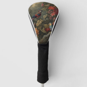 Couvre-club De Golf Scène botanique vintage oiseaux fleurs au paradis