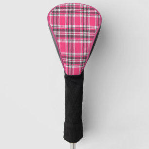 Couvre-club De Golf Scotland Pink et Black Tartan Plaid