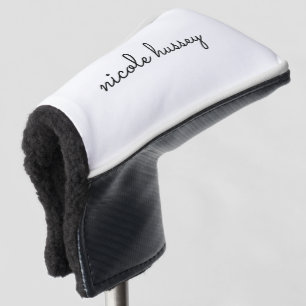 Couvre-club De Golf Script blanc Monogramme élégant minimaliste mode